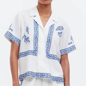 Madewell White Top with Navy Label